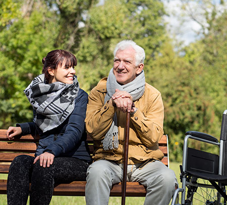 Two people on a bench