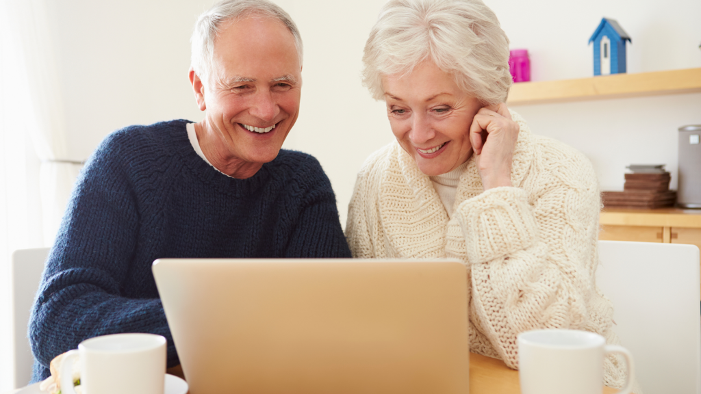 Elderly watching virtual summit online