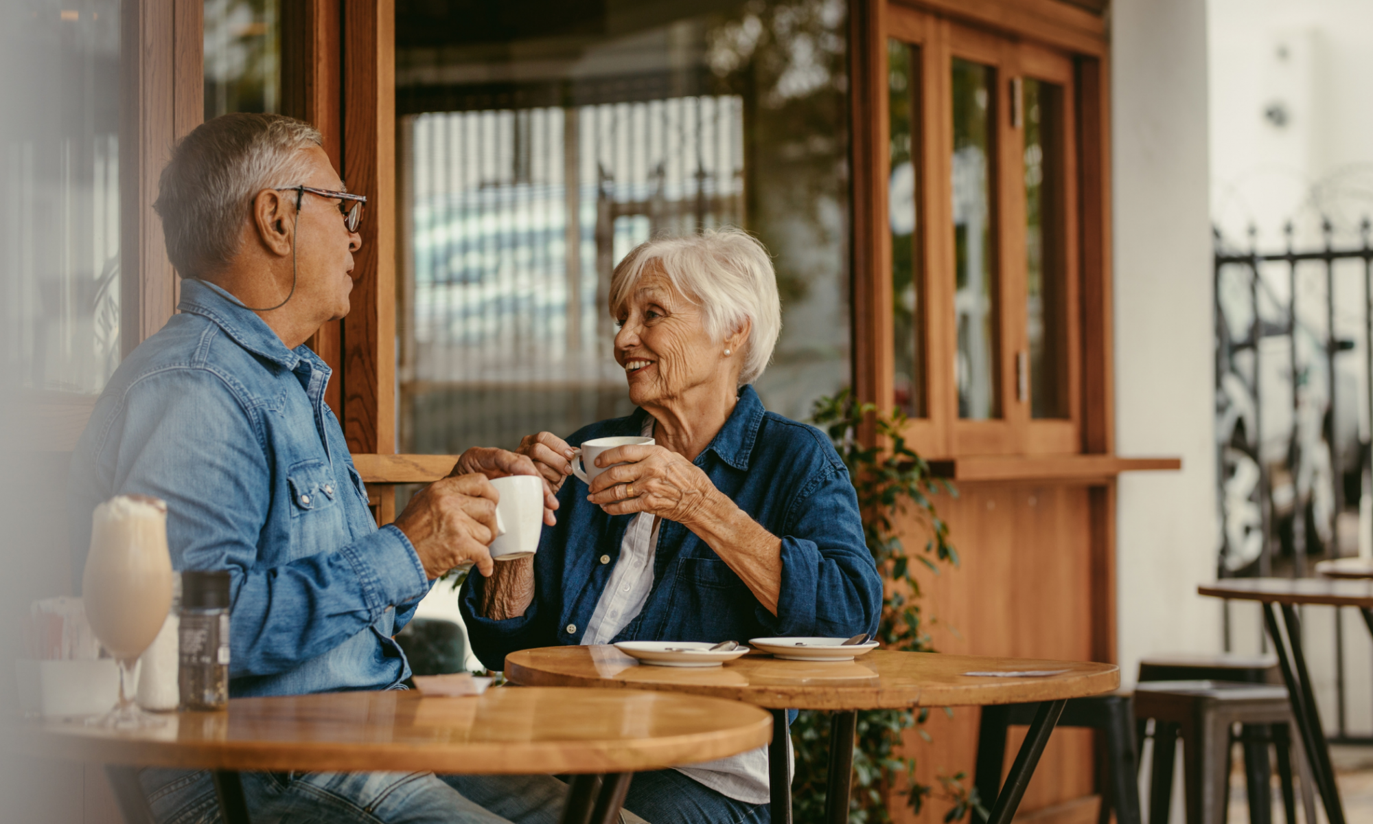 Elderly Couple Drinking Coffee